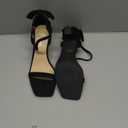 Carcuume Women's Square Toe Heels Bow Tie Ankle Strap Heel Sandals Open Toe Wedding Shoes (6.5, Black)