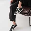 PARTY Women's Fashion Sneakers Lace Up Casual Low Top Comfortable Cushioned Walking Tennis Shoes Trendy Daily Shoes (11, Black Glitter-1)