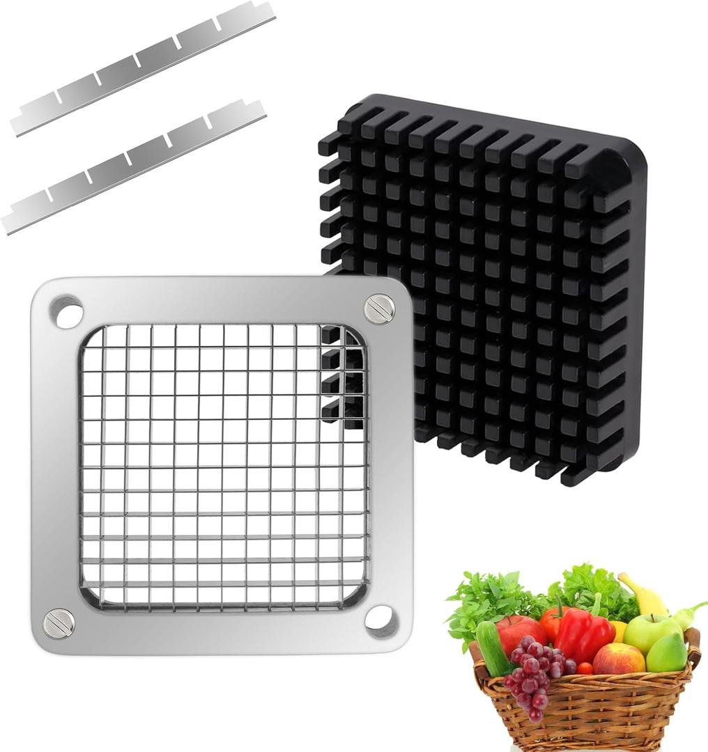 1/4Replacement Chopper Blade,Commercial Vegetable Chopper Dicer Stainless Steel Blade and Pusher Block for Fruit Cutting Machine Tomato onion French Fries Cutter