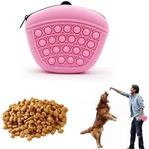 Hssopa Dog Treat Pouches, Dog Treat Bag, Silicone Dog Snack Bag, Pet Snack Bag with Waist Clip, Treat Pouches for Pet Training, Wear-Resistant and Drop-Resistant, for Pet Training and Walking (red),Set of 3