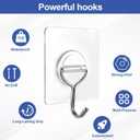 Adhesive Wall Hooks for Hanging Heavy Duty Coat - 13LBS (Max) Transparent Waterproof Hook Multiple Uses Stainless Steel Hooks for Shower Kitchen Bathroom Office Utility Hook 10 Pack