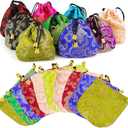 30Pcs Silk Brocade Embroidered Drawstring Jewelry Pouch Bag Gift Bags Baskets Drawstring Coin Purse (Random Color)
