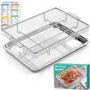 Air Fryer Basket for Oven, 25% Thicker, OPENICE 15.4"11.0" Oven Air Fryer Basket and Tray Set with Magnetic Cheat Sheet, 2 Pieces Crisping Tray and Pans for Grilling Frying Baking
