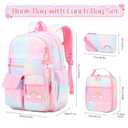 InduSKY Cute Rainbow School Backpack with Insulated Lunch Box Pen Case Set, Kids Backpack for Kindergarten to Middle School Students