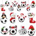 Chunful 24 Pcs Soccer Ornaments for Christmas Tree Sports Ball Ornaments Acrylic Hanging Christmas Tree Decoration for Holiday Party Supplies, 8 Styles
