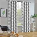 Melodieux Moroccan Fashion Room Darkening Grommet Curtains for Living Room, 52 by 96 Inch, Off White/Grey (1 Panel)