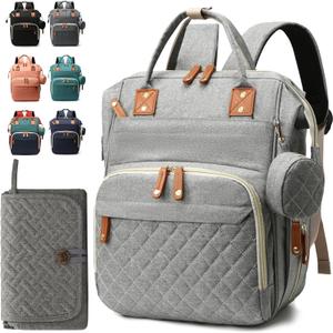 Diaper Bag Backpack for Girls Boys: Gray Toddler Diaper Bag with Changing Pad Baby Backpack Diaper Bag for Mon Dad Newborn Cute Mochila Paaleras para Bebe Nia Nio Baby Registry Search Essentials