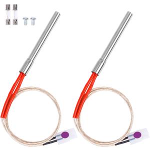 2 Pack Replacement Hot Rod Ignitor Kit for Traeger and Camp Chef Wood Pellet Grills, Upgraded Pellet Grill Igniter/Hot Rod Replacement - Durable Hot Rod Ignitor Comes with 2 Pcs Fuses, 200W 120V