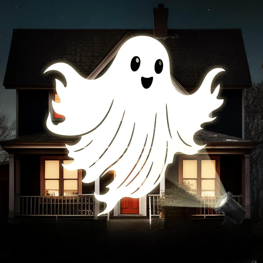 Treela Halloween Projector Lights Outdoor Cute Ghost Lights Decoration Dynamic Outside Indoor LED Landscape Lamp for Holiday Garden Supplies