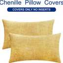 CaliTime Throw Pillow Covers Decorative 12 X 20 Inches Pack of 2 Cozy Chenille Cushion Cases for Couch Sofa Bed Living Room Home Gold