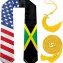 Graduation Stole Class of 2026 with Cap Tassel,and Honor Cord - Mixed Flag Graduation Sash for Graduation's Day 72"