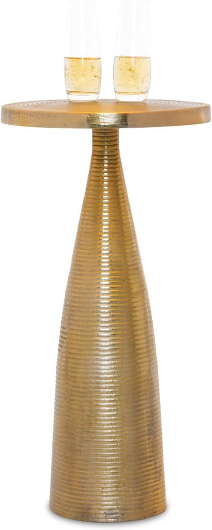 OBJET D'ART Small Round Gold End Tables, Luxor, 23'' Height, Vintage Metal Accent, Side, Pedestal, Coctail and Drink Tables for Living Room and Small Spaces OBJET D'ART Small Round Gold End Tables, Luxor, 23'' Height, Vintage Metal Accent, Side, Pedestal, Coctail and Drink Tables for Living Room and Small Spaces