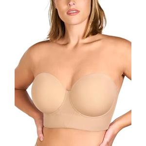 HSIA Strapless Bras for Women, Longline Corset for Large Bust Plus Size Supportive Bustier Minimizer Convertible Bandeau 36DD