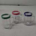 3PACK Party Cups Mugs Compatible with Original Magic Bullet Juicer/extra Magic Bullet Party cups/ 16 Ounce Party Mugs Cups with Colored Lip Rings, Fits Original Magic Bullet Blender Juicer 250W MB-1001