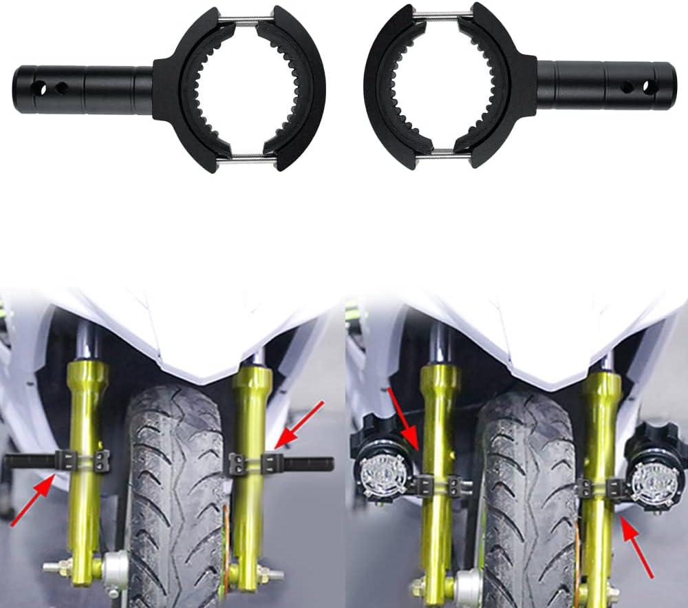 Motorcycle Fork Mount Brackets Fog Spot Light Mount Brackets Aluminium Front Fork Pipe Clamp Universal Adjustable Light Mount Bracket Fit 1.2"/1.5"/1.75"/2" /2.3" Inch Roll Bar (28mm - 58mm)
