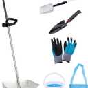 Sand Fleas Rake Set,Detachable 52 Inches Long Handle,Includes 1pcs Sand Flea Rake,1pcs Sand Sifter,1pcs Beach Bag,1pcs Black Beach Shovel,1pcs Foldable Fishing Bucket,One Pair of Gloves