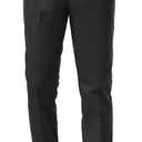 Plaid&Plain Men's Slim Fit Dress Pants Stretch Khaki Pants Wrinkle Free (32W x 30L, Black)