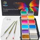 Face Paint Kit  Non-Toxic & Hypoallergenic  Professional Face Painting Kit for Kids & Adults  Cosplay Makeup Kit  Easy to Apply & Remove  Leakproof Dry Glitters (12 pots)