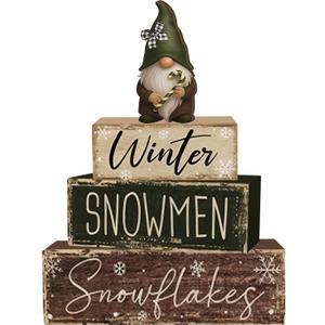 4 Pcs Christmas Decorations Indoor - Wooden Gnome Table Decoration for Home - Christmas Centerpiece For Table - Winter Tiered Tray Decor Rustic Farmhouse Xmas Gift for Home Kitchen Mantel