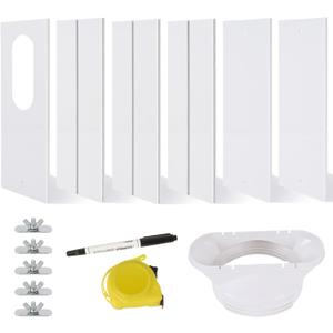 Dotooky Portable AC Window Vent Kit, 6 Pcs Adjustable Range 17-93 inch Sliding Window Kit Reinforced PVC Plate for AC Unit, Air Conditioner Window Seal for 5.9 & 5.1 Inch Diameter Exhaust Hose, White