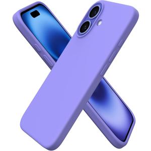 ORNARTO Compatible with iPhone 16 Case 6.1", Slim Liquid Silicone 3 Layers Full Covered Soft Gel Rubber Shockproof Phone Case, Protective Cover with Anti-Scratch Microfiber Lining-Periwinkle