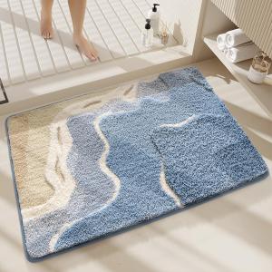Cute Ocean Bathroom Rug Super Absorbent Bath Mat Machine Washable and Non Slip Fluffy Carpet for Shower, Bedroom and Living Room (31"x20", Ocean)