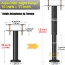 Wlrrcwdttc 2 Pcs Adjustable Height Bed Support Legs 10-17 inch, Bed Frame Center Support Legs for Bed Frame/Bed Center Slat/Furniture, Heavy Duty Metal Bed Replacement Legs Bed Slats Support Legs