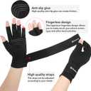 Duerer Arthritis Compression Gloves with Straps, Women Men for RSI, Carpal Tunnel, Rheumatoid, Tendonitis, Hand Pain, Hand Support. Fingerless Gloves for Computer Typing and Daily work (Black, XL) (XLarge (1 Pair))