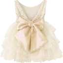 APRIL GIRL Flower Girl Dress, Lace Dress 3/ 4 Sleeve Dress (Ivory Tutu, 3T)