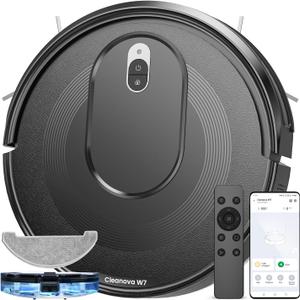W7 Robot Vacuum and Mop Combo, 2 in 1 Mopping Robotic Vacuum Cleaner with Watertank and Dustbin, Self-Charging, Slim, Max 120mins Runtime for Hard Floor, Carpet Cleaning (Medium)