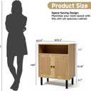 Narrow Storage Cabinet with Rattan Doors, 32" Tall Small Cabinet