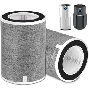2 Pack HP201 HP302 Replacement Filter Compatible with Shark HP201 HP202 HP232 HP301 HP302 HC502 AP1000 Air Purifier MAX, H13 True HEPA Cleans up to 99.97% Particles, Part# HE2FKBAS, HE2FKBASMB