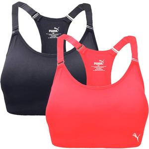 PUMA Women's Seamless Sports Bra with Removable Cups 2/PK, Pink/Black, Small