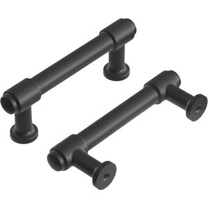 Hickory Hardware 10 Pack Solid Core Kitchen Cabinet Pulls, Luxury Cabinet Handles, Hardware for Doors & Dresser Drawers, 3 Inch Hole Center, Matte Black, Piper Collection