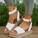 Espadrille Sandals Women Dressy Summer Platform Ankle Buckle Sandals Summer Beach Shoes Open Toe Orthopedic Wide Width Wedge Sandal Comfortable Flat Open Band D, 10