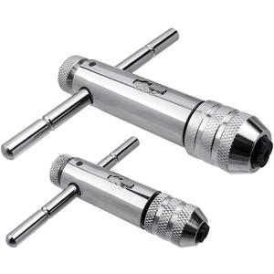 2Pcs Ratchet T Handle Tap Wrench, Adjustable T Bar Handle Holder Ratcheting Wrench for Metric M3-M8 / M5-M12 Thread Screw Taps