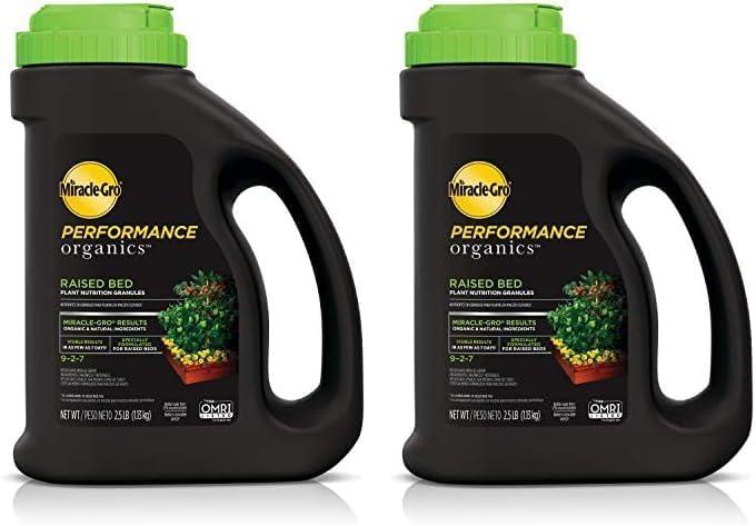 Miracle-Gro Performance Organics Raised Bed Plant Nutrition Granules - Plant Food with Natural & Organic Ingredients, for Vegetables, Fruits, Herbs and Flowers in Raised Beds, 2.5 lbs. (Pack of 2) (2.5 lb. (Pack of 2))