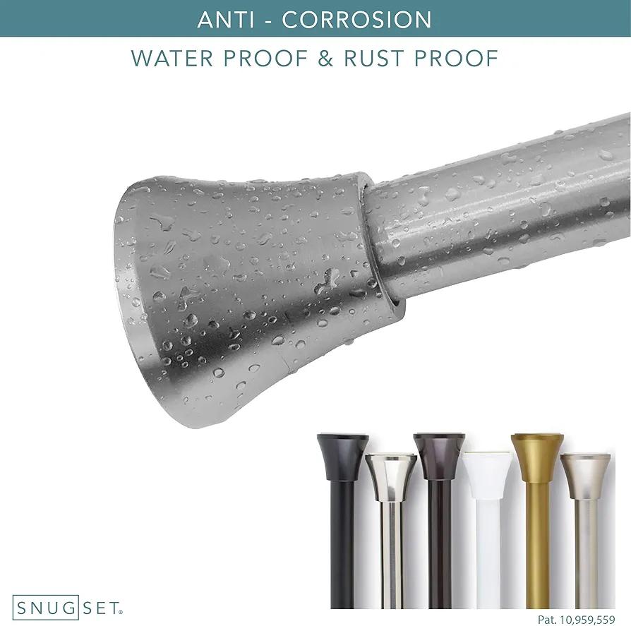 SnugSet | Ultra Strong Secure Hold Tension | No Rust | 43-72" | Adjustable |Silver Shower Rod