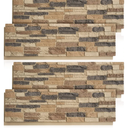 4 Pack Faux Stone Panels Interior 45.6''l x 11.8''h x 0.98''d Faux Siding Panels Exterior Artificial 3D Veneer for Wall Decor Outdoor Home Improvement Projects (PU,Light Brown)