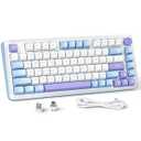 Redragon K681 Wireless Mechanical Keyboard, Gasket Mounted RGB Gaming Keyboard with Volume Knob, MDA-Profile, Pre-Lubed Linear Switches, 81 Keys 75％ Tri-Mode Hot Swappable for PC/ Xbox/ Ps (Periwinkle)