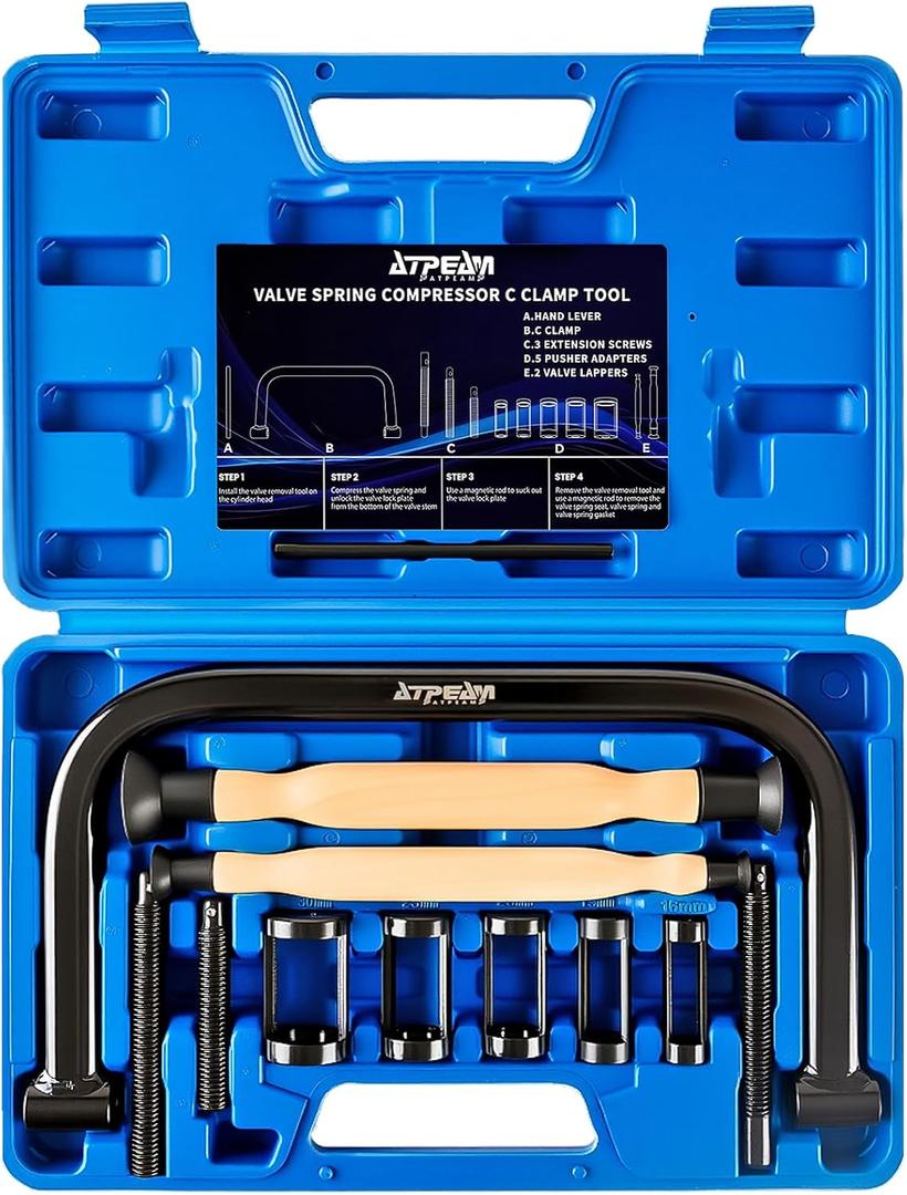 ATPEAM Valve Spring Compressor Tools with Valve Lapping Tool Solid C Clamp Tool Set for Motorcycle, ATV, Car, Small Engines