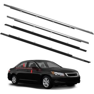 Window Molding Trim for Honda Accord 2008-2012 Accessories, 4PCS Chrome Outer Door Weatherstrip Seal Belt, Replace#72410-TA0-A01 72450-TA0-A01 72910-TA0-A01 72950-TA0-A01