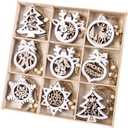 27pcs Rustic Christmas Ornaments for Tree Decorations, Wooden Christmas Ornaments, Farmhouse & Winter Wonderland Ornaments for Christmas Tree Holiday Decor