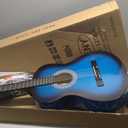 JupiterForce 38 Inch Beginner Acoustic Guitar, 6-String Guitar Starter Kit for Starters with Gig Bag, Strings, Strap, Pitch Pipe and Pick, Blue