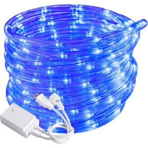 Waterproof LED Rope Lights, Connectable & Flexible with 8 Modes, Outdoor Lighting for Deck, Garden, Pool, Patio & Christmas Decor (Blue, 20ft)