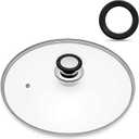 Glass Lid for 9.5 Inch Cast Iron Skillets Frying Pans, 24 cm Tempered Lids for Dutch Ovens, 9.5 In Pan Cover with Stainless Steel Rim for Stock Pots, Heat Resistant Handle, Dishwasher Safe