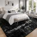 8x10 Area Rugs for Living Room: Soft Black Fluffy Rug Shag Washable Rug Plush Fuzzy Indoor Carpet for Bedroom Nursery Playroom Girls Boys Kids Room (Black, 8'x10')