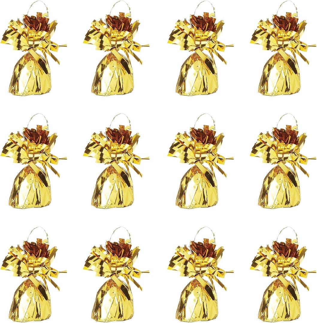 Beistle 50804 GD Metallic Wrapped Balloon Weights, Gold, 6 Ounces, 12-Piece