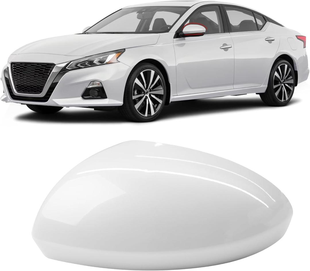 Moonlinks Compatible with Nissan Altima 2019 2020 2021 2022 2023 2024 Left Side Mirror Cover Replacement, Pearl White Exterior Left Driver Side Door Rear view Mirror Cap Trim (White-Left)