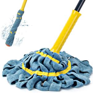KeFanta Self-Wringing Twist Mop, Microfiber Cloth Wet Mops for Floor Cleaning, 57" Long Handle Floor Mop with Top Scouring Pad for Kitchen Hardwood Restaurant Bathroom Garages Warehouses Office KeFanta Self-Wringing Twist Mop, Microfiber Cloth Wet Mops for Floor Cleaning, 57" Long Handle Floor Mop with Top Scouring Pad for Kitchen Hardwood Restaurant Bathroom Garages Warehouses Office